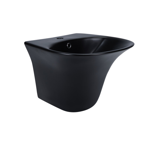Раковина подвесная моноблок Qtap Virgo 550х430х400 Matt black с донным клапаном QT1811037GMB