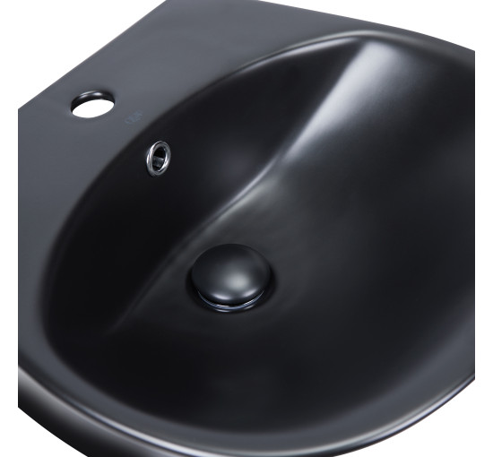 Раковина подвесная моноблок Qtap Virgo 550х430х400 Matt black с донным клапаном QT1811037GMB