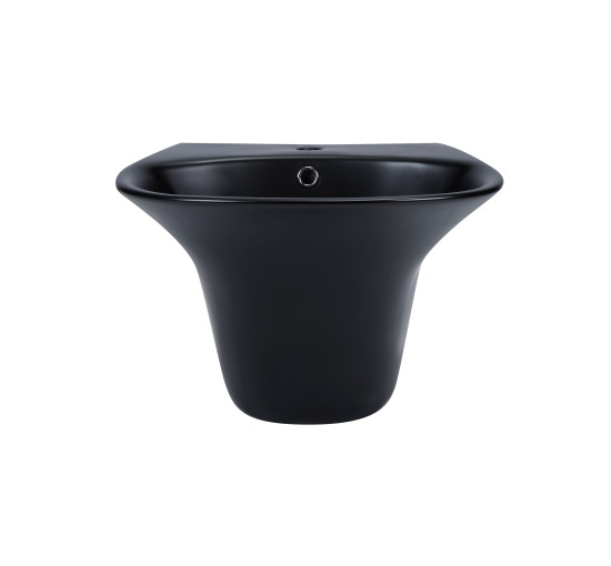 Раковина подвесная моноблок Qtap Virgo 550х430х400 Matt black с донным клапаном QT1811037GMB