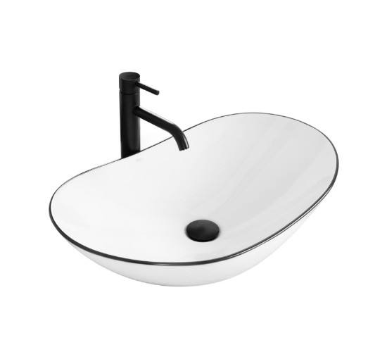 умывальник Rea Royal Black Edge 36x62,5 white (REA-U8569)