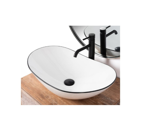 умывальник Rea Royal Black Edge 36x62,5 white (REA-U8569)