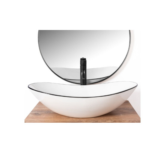 умывальник Rea Royal Black Edge 36x62,5 white (REA-U8569)