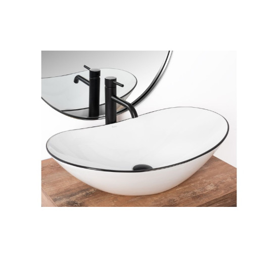 умывальник Rea Royal Black Edge 36x62,5 white (REA-U8569)