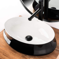 умывальник Rea Angela 52x37 black & white (REA-U9635)