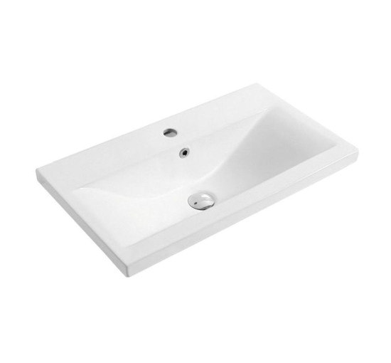 Умивальник врізний для ванної на стільницю 810мм x 395мм VOLLE білий прямокутна 13-01-803