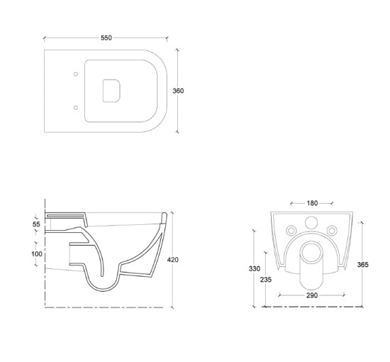 Унитаз подвесной Excellent QUADRA NO-RIM без ободковий с крышкой Soft Close Slim (CESD.WCSQDR;CESD.CWQDRF)