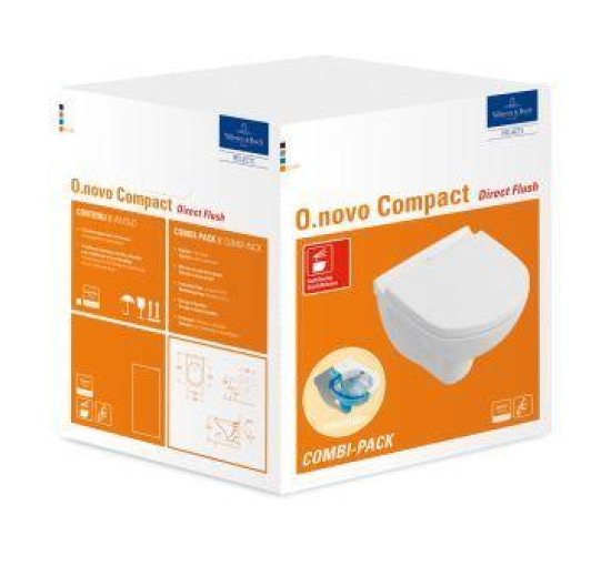 Унітаз підвісний Villeroy & Boch O.NOVO Direct Flush короткий 49 см з кришкою soft-close (5688HR01)