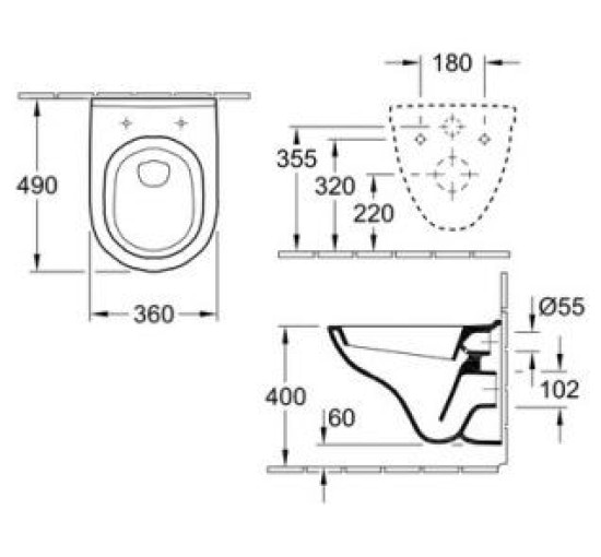 Унітаз підвісний Villeroy & Boch O.NOVO Direct Flush короткий 49 см з кришкою soft-close (5688HR01)