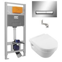 Комплект Унитаз подвесной Villeroy & Boch ARCHITECTURA DirectFlush с сиденьем Slow closing + инсталляция IMPRESE 3в1 (5684HR01+i8120)