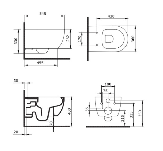 Унитаз подвесной безобедочный DEVIT 3020140B ART 2.0 soft-close