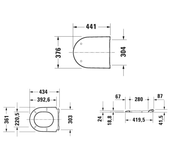 Сидение Duravit D-NEO на унитаз с функцией SoftClosing, петли хромированные (0021690000)