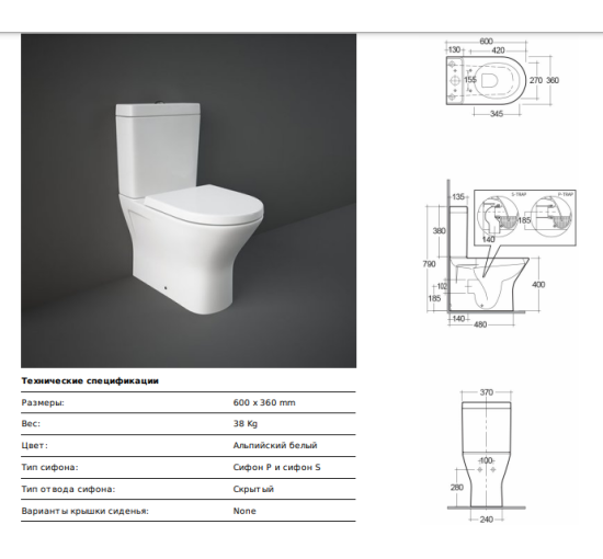 Чаша унітазу RAK Ceramics RESORT Rimless білий RST17AWHA