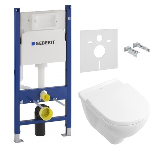 Комплект Унитаз подвесной Villeroy & Boch O.NOVO DirectFlush с сиденьем Slow closing + инсталляция Geberit Duofix (5660HR01+458.126.00.1)