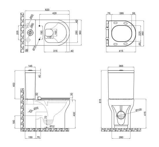 Унитаз-компакт Qtap Aquarius безобидковый с сиденьем Soft-close QT2122C665PW