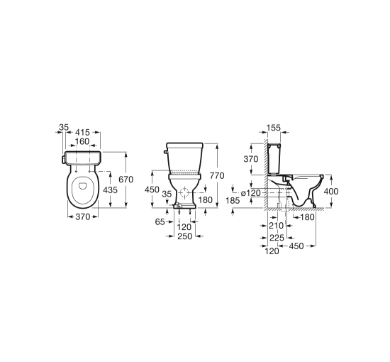 Чаша унитаза Roca CARMEN Rimless, выпуск универсальный, монтируется на полу (A3420A7000)