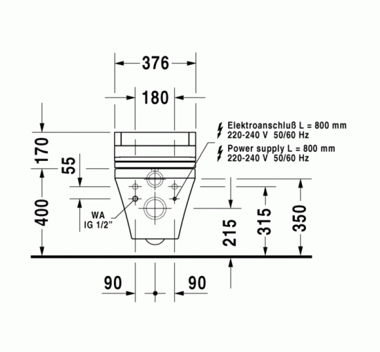 Унітаз підвісний Duravit DURASTYLE Rimless 62х37 см для SensoWash (2542592000) HygieneGlaze