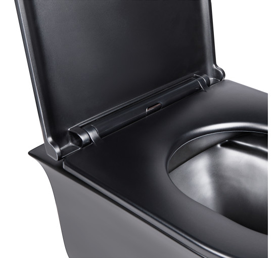 Унітаз підвісний Qtap Virgo безобідковий з сидінням Soft-close QT1833051ERMB