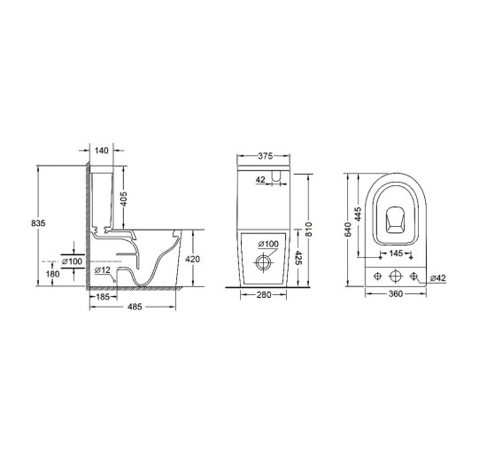 Унітаз-компакт Qtap Stork безобідковий з сідінням Soft-close QT15222178W