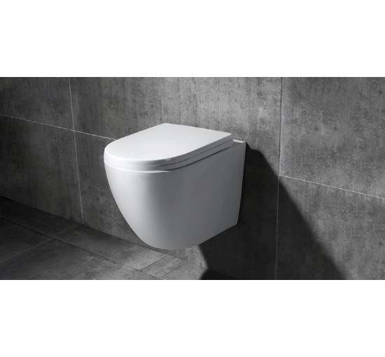 унітаз Carlo Mini Rimless 48x37 white + сидіння дюропласт soft-close (REA-C6200)