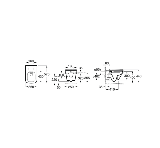 Унитаз подвесной Roca Dama-N Rimless (A34678L000)