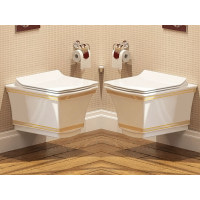 Унитаз подвесной Idevit Neo Classic без сиденьем белый/декор золото (3304-0616-0088)