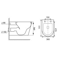 Комплект Volle FIESTA RIM унитаз подвесной с сиденье SLIM slow-closing + инсталляции Geberit Duofix, Н112, 12 см(UP100)без кнопки(13-77-034+458.126.00.1)