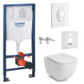 Комплект Volle ORLANDO Rimless унітаз підвісний з сидіння Slow-closing+ інсталяції GROHE RAPID SL 4в1 (біла клавіша)