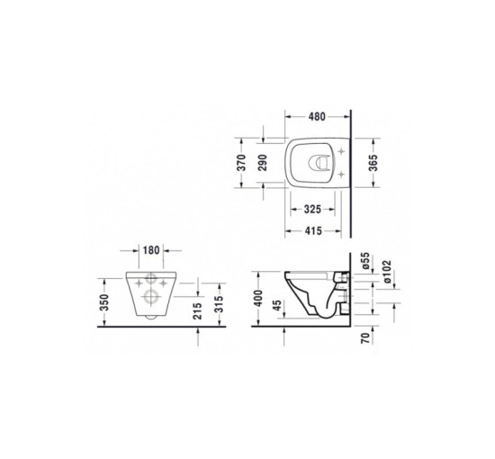 Унитаз подвесной Duravit DURASTYLE Rimless 48 см + сиденье Slim 0063790000 (45710900A1)