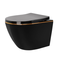 Підвісний унітаз REA CARLO BLACK MINI FLAT GOLD EDGE чорний