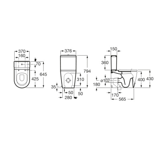 Чаша напольного унитаза Roca Inspira Round Rimless (A342526000)