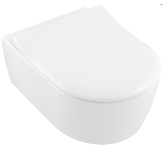 Унитаз подвесной Villeroy & Boch AVENTO Direct Flush SlimSeat Ceramic Plus с крышкой soft-close (5656RSR1)