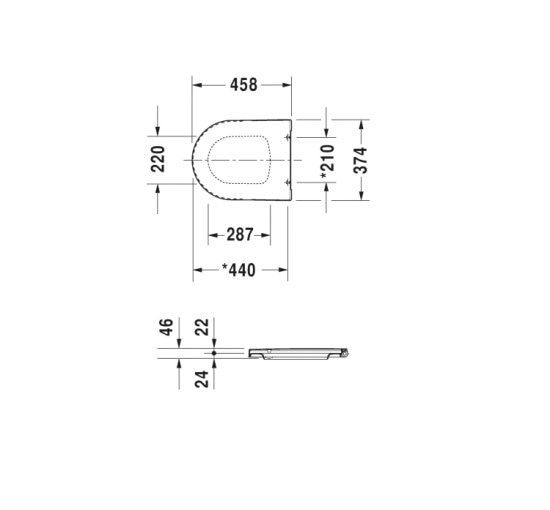 Сидение на унитаз Duravit ME by Starck с функцией SoftClosing, петли хромированные (0020090000)