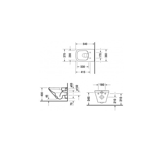 Унітаз підвісний Duravit DURASTYLE Rimless 54 см + сидіння Slim 0063790000 (45510900A1)