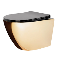 Підвісний унітаз REA CARLO FLAT MINI GOLD/BLACK золото
