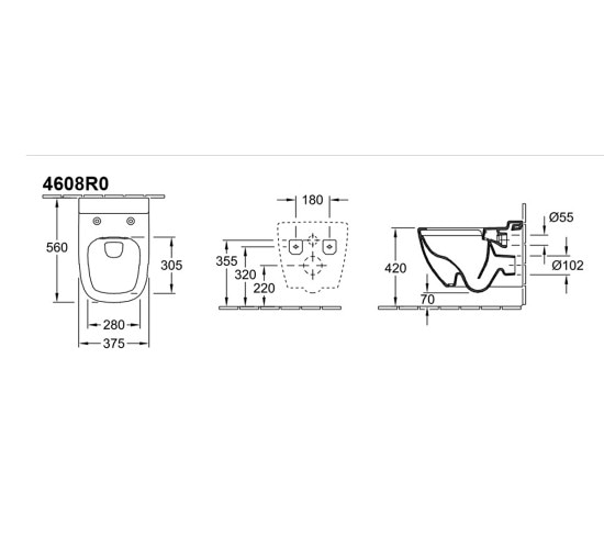 Унітаз підвісний Villeroy & Boch ANTHEUS Rimless CeramicPlus без сидіння (4608R0R1)