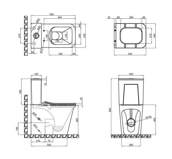 Унитаз-компакт Qtap Nando безободковый с сиденьем Soft-close QT12221222AW