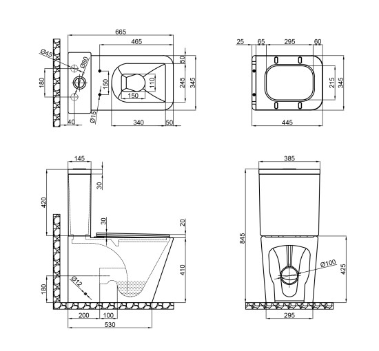 Унітаз-компакт Qtap Tern безобідковий з сидінням Soft-close QT17222093ARW