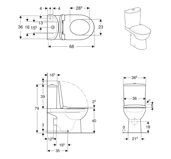 Унитаз напольный GEBERIT SELNOVA Rimfree с дюропластовым сиденьем (501.753.00.1)