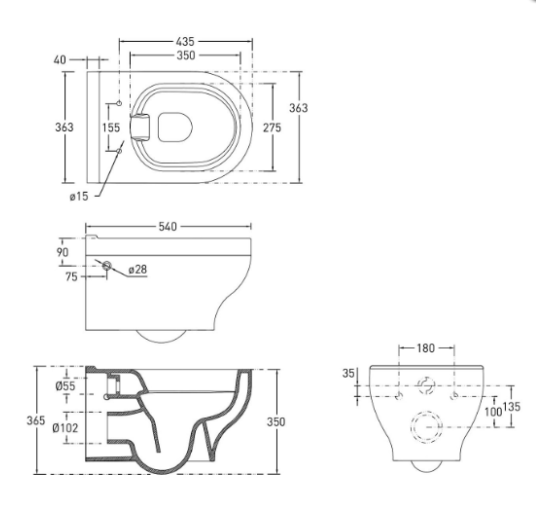 Унитаз подвесной Volle VIRGO Rimless без оботочный с сиденьем Slim slow-closing (13-23-455)