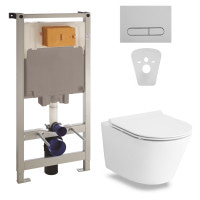 Комплект Volle NEMO Rimless унитаз подвесной с сиденье SLIM + установки Volle Master 4в1(кнопка хром)(13-17-316+141515)