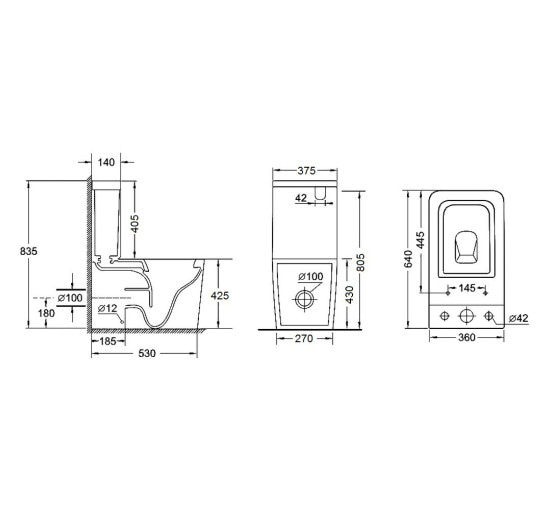 Унитаз-компакт Qtap Crow безобидковый с сиденьем Soft-close QT05222170W