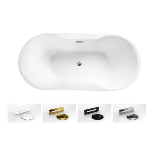 Ванна Besco Navia 160 160x80 з сифоном і переливом хром
