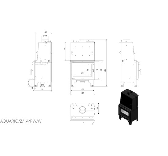 Камінна топка Kratki AQUARIO Z14 PW (14,0 кВт)