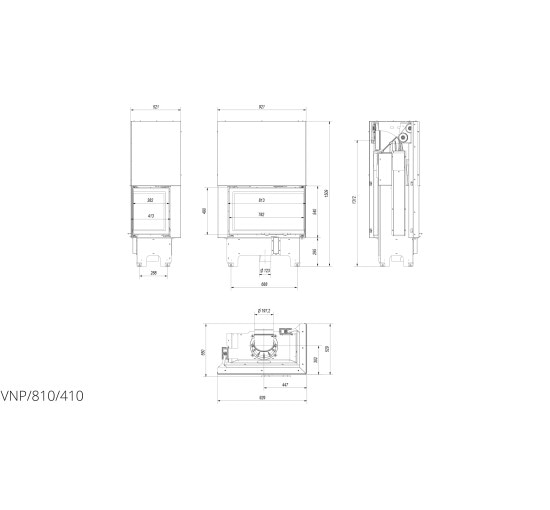 Каминная топка Kratki VN 810/410 правая BS гильотина (14,0 кВт)