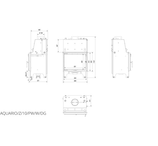 Камінна топка Kratki AQUARIO Z10 PW GLASS (10,0 кВт)