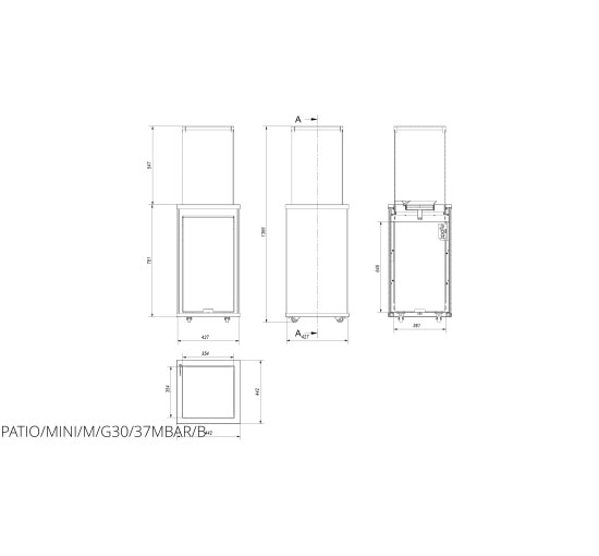 Газовий обігрівач Kratki PATIO MINI скло/білий