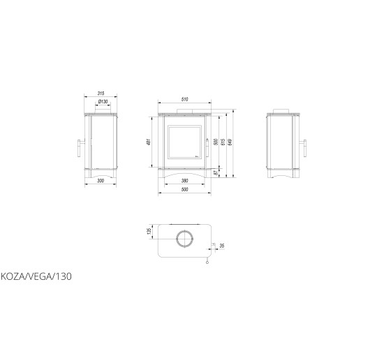 Стальна піч Kratki KOZA VEGA Ø 130