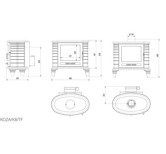 Чавунна піч Kratki KOZA K8 TURBOFAN