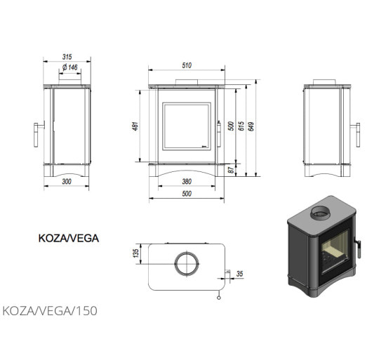 Стальная печь Kratki KOZA VEGA Ø 150