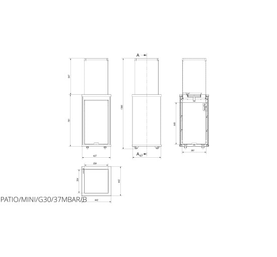 Газовый обогреватель Kratki PATIO MINI стекло/белый - дистанционное управление (пульт)